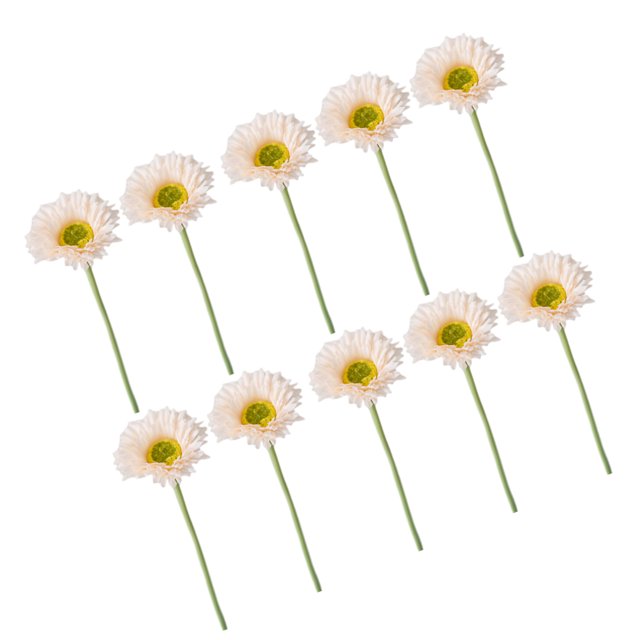 Inteprter 10 piezas de flores artificiales Gerbera plantas falsas en busca de jardín Decoración champán