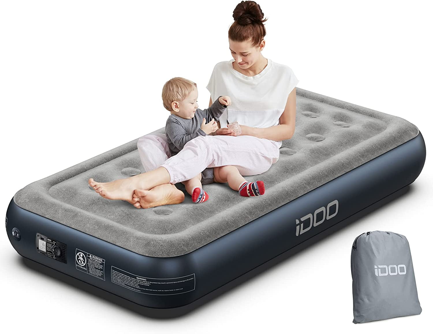 iDOO 13'' Twin Air Mattress, Inflatable Airbed with Builtin Pump