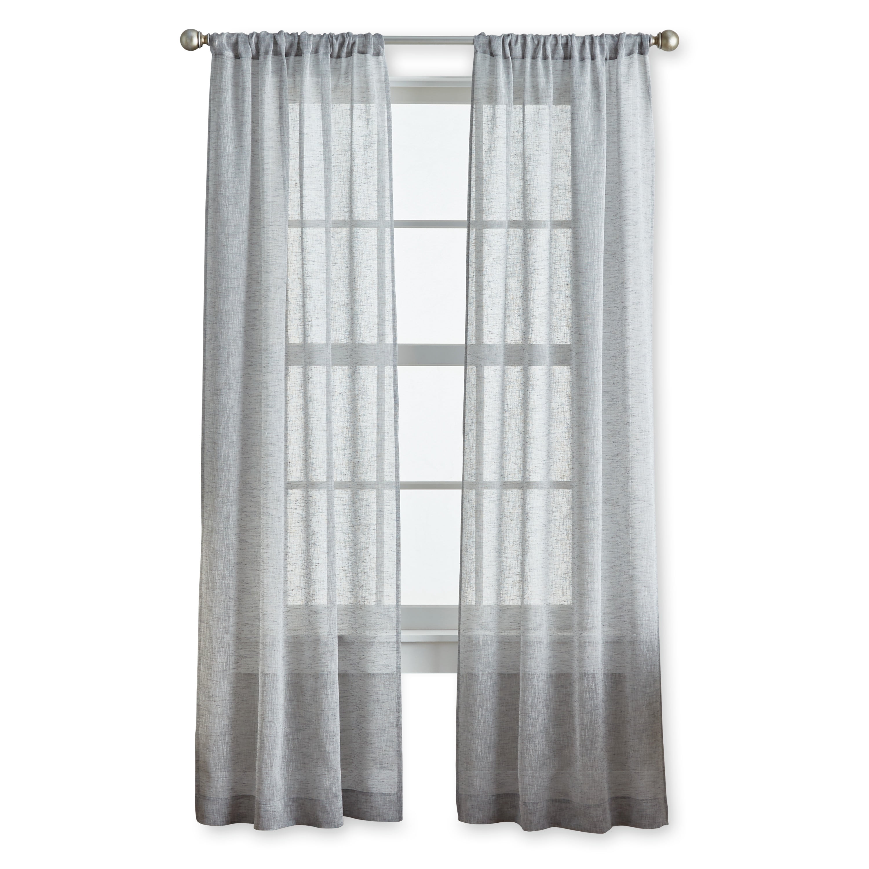 Curtainworks Pandora Indoor Polyester Sheer Rod Pocket Panel Pair , Grey , 38"x63" , Set of 2