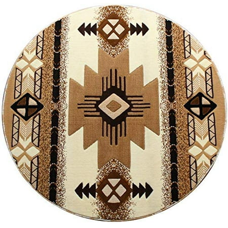 Champion Rugs Southwestern Native American Area Rug Geometric Ivory 7 Feet X Round Canada Area Rug Geometric Ivory, 7 Foot Round Rugs Contemporary