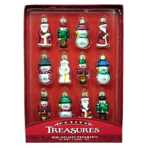 Kurt Adler 12-Piece Petite Treasures Glass Ornament Set,Christmas