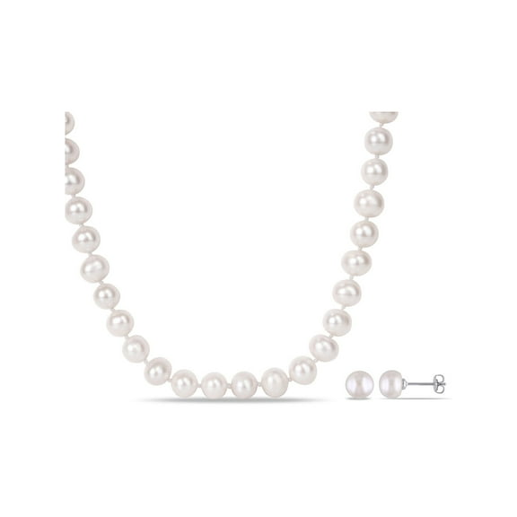Freshwater Cultured Pearl 9-10mm Necklace (18 inch) and Earring Set
