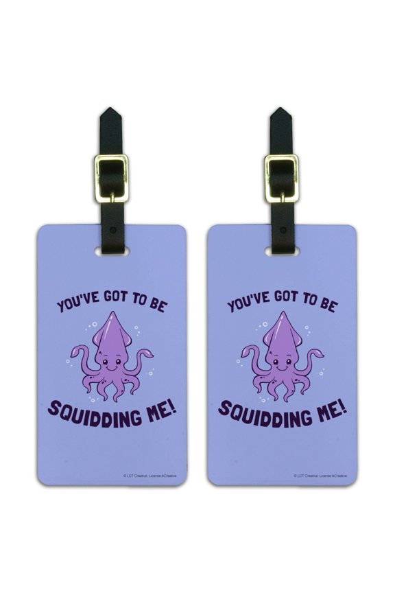 You've Got to be Squidding Me Kidding Funny Humor Luggage ID Tags Suitcase Carry-On Cards - Set of 2