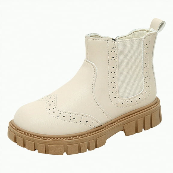 HCNTES Boys Girls Glitter Ankle Boots Lace Up Combat Boot With Side Zipper(1,White_b2)