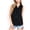 Black, variant on Women's Sleeveless Button-Down Collared Top with Lightweight Textured Fabric and Classic Design- White,Small