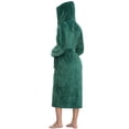 thumbnail image 5 of PajamaX Hooded Womens Robe, Long Plush Robes for Women, Two Side Pockets and Belts, Warm and Cozy (M, Green), 5 of 6