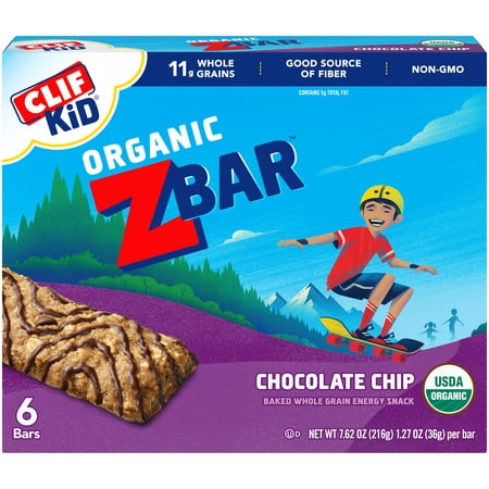 CLIF KidÂ® Organic ZBarâ¢ Chocolate Chip Baked Whole Grain Energy Snack 6-1.27 oz. (Best Organic Energy Bars)