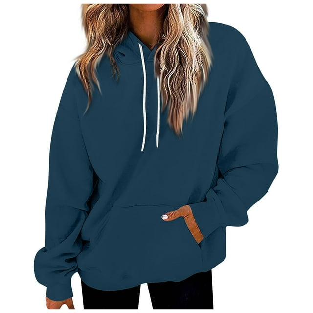 Timegard Womens Sweatshirt Hooded Drawstring Oversized Pullover Tops Sports Workout Casual Tops with Pocket