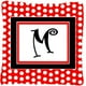 Carolines Treasures CJ1012-MPW1414 Lettre M Monogramme Initial - Oreiller Décoratif en Tissu Rouge à Pois Noirs – image 1 sur 4