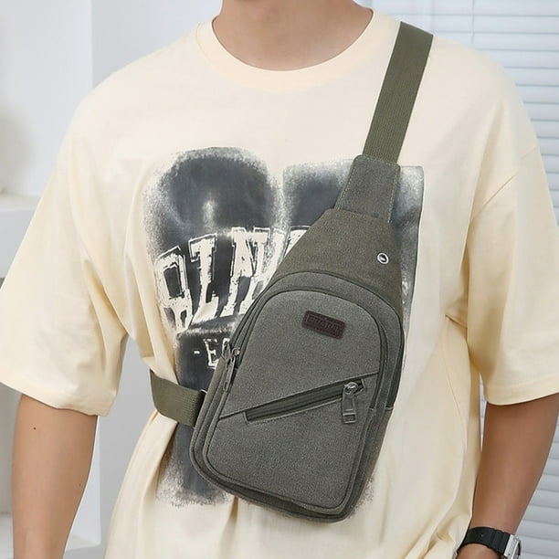 Xihbxyly Mochila con Correa, Puerto de Carga Usb, Orificio para Auriculares, Lona Impermeable, Correa de Hombro Ajustable, Bandolera Versátil, Senderismo, Viajes, Actividades Al Aire Libre, Tamaño 30