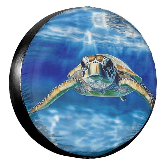 KAKALAD Watercolor Sea Turtle Spare Tire Cover Universal Vehicle Accessories Buckle Car Tools 14”in