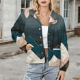 thumbnail image 3 of Jackets for Women Winter Coat Jackets Flannel Stand Collar Jacket(Mountain Sunset Glow Art,Size:S-4XL), 3 of 7