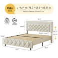 thumbnail image 6 of 4 EVER WINNER Full Bed Frame, Upholstered Platform Bed Frame with Headboard and Footboard, Diamond Headboard and Footboard Design, Beige, 6 of 7