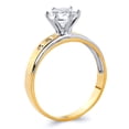 thumbnail image 2 of Wellingsale Ladies Solid 14k Two 2 Tone White and Yellow Gold Polished CZ Cubic Zirconia Round Cut Engagement Ring and Wedding Band Bridal Set - Size 8, 2 of 6