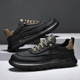 thumbnail image 6 of Men's Black Casual Platform Shoes, Waterproof Lace-Up Thick Sole Walking Shoes, Non-Slip Comfortable Work Shoes for Daily Wear, Business Casual, 6 of 10