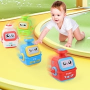 AOKESI Press and Go Baby Robot Car Toy, Push Toy Cars for 12+ Months Old, Friction Powered Robot Vehicles Pull Back Cars Toys Birthday Gift for Boys Girls (4 PCS