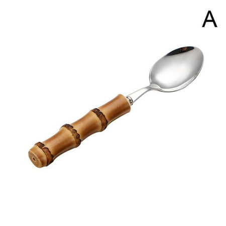 

Tableware Bamboo Handle Cutlery Steel Cutlery Set Consists Spoon Forks Hot H6B3