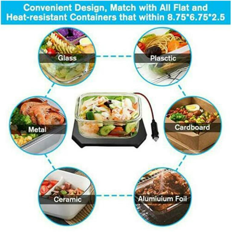 Lelinta 12V Portable Car Food Warmer Mini Oven Microwave Self Heating Lunch Bag Electric Food Warmer Lunch Box for Meals Reheating & Raw Food Cooking