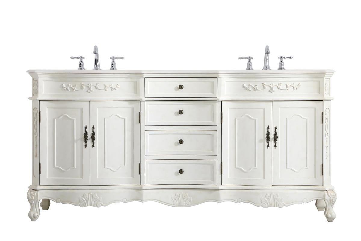 72 Inch Double Bathroom Vanity In Antique White Walmartcom Walmartcom