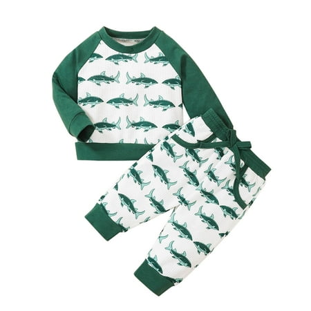 

TDuzdltu Toddler Kids Baby Boys Girls Fashion Cute Shark Pattern Long Sleeve Long Shorts Pocket Casual Suit GIft on Clearance