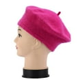 thumbnail image 2 of iHPH7 French Beret Hats for Women Wool Cap Painters Cap Painters Hat Winter Hats for Women, Hot Pink One Size, 2 of 3