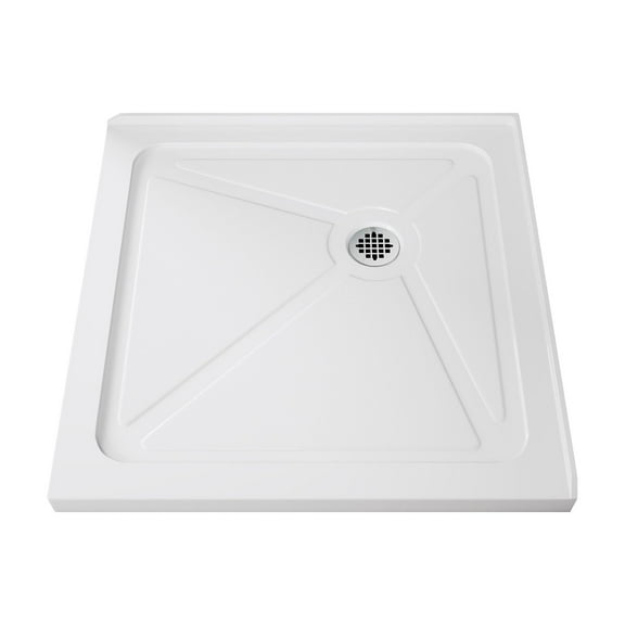 Sunny Shower 34" W x 34" D x 3" H Acrylic & White Shower Base with Single Drain