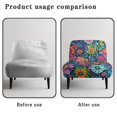 thumbnail image 6 of HELLHERO Elastic Bottom Armless Accent Chair Cover for Hotel, Stay in Place Armless Accent Chair Protector, Vibrant Floral Print, 6 of 8