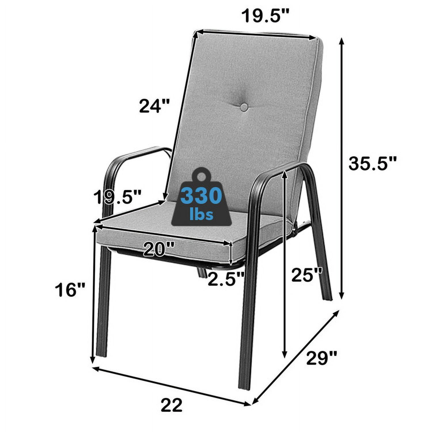 Spaco 4 Patio Dining Stackable Chairs Set with High-Back Cushions, Outdoor Stackable Dining Chairs for All Weather, Breathable Garden Outdoor Furniture for Backyard Deck