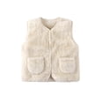 thumbnail image 2 of HAOTAGS Boys Girls Fleece Vest, Buttoned Sleeveless Warm Jacket for Fall Winter Beige 3-4Years, 2 of 10