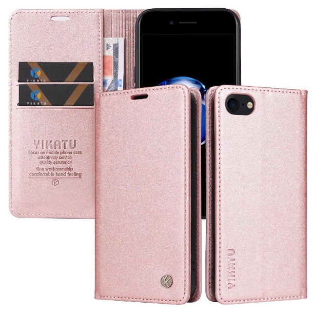 Funda para iPhone SE 2022 Estuche de Cuero PU Tipo Cartera con Ranuras para Tarjetas y Cierre Magnético