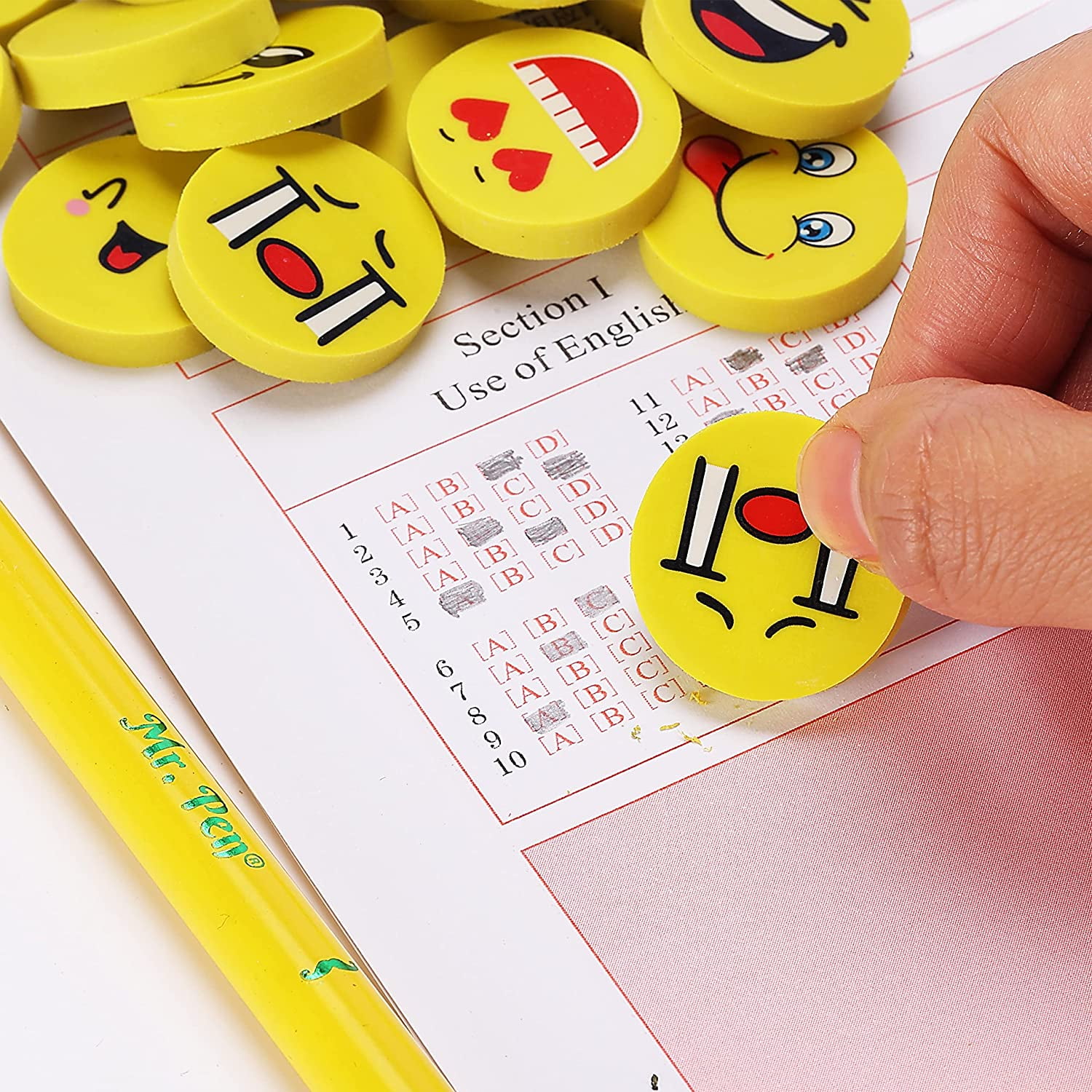 Colorful Expressions... Fun School Supplies 144 Novelty Cute Emoji Erasers 