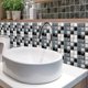 thumbnail image 3 of 20 piezas de azulejos de pared para baño autoadhesivos despegables y pegables de 20 x 20 cm, azulejos autoadhesivos 3D para bordes de azulejos de pared de baño y cocina, 3 of 5