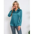 thumbnail image 5 of Zeagoo Button Up Shirt Women Satin Long Sleeve Loose Office Blouses Collared Dressy Casual Business Silk Tops, 5 of 6