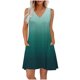 thumbnail image 1 of Vestido Corto para Mujeres Verano sin Mangas Cuello en V, Impresión de Moda con Bolsillos, Poliéster de Algodón Casual, 1 of 9