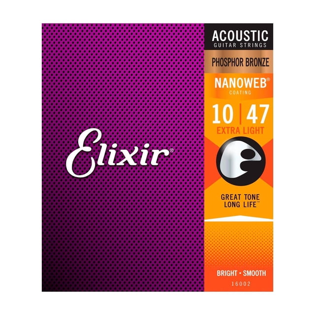 Set de Cuerdas para Guitarra Acústica Nanoweb Coating 16002 ELIXIR dorado 10.8x12.07x1.27