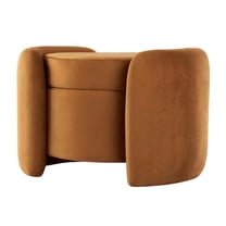 Ottoman Accent Chair, Brown, Velvet, Living Kitchen Cafe Bistro Hospitality Restaurant, Modern Contemporary Boutique HB34374