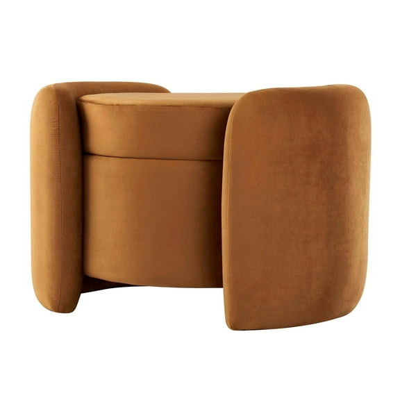 Ottoman Accent Chair, Brown, Velvet, Living Kitchen Cafe Bistro Hospitality Restaurant, Modern Contemporary Boutique HB34374