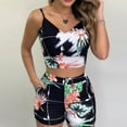 thumbnail image 2 of Babysbule Women Shorts Fashion Women Printed Sleeveless Camis V-Neck Blouse+Shorts Hot Pants Set, 2 of 6