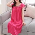 thumbnail image 4 of HomeGardon,Nightgowns for Women Women's Sleepwear,Summer Lace Short Sleeve Plus Ice Silk Mid-length Nightdress,L-XXL, 4 of 8