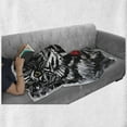 thumbnail image 6 of Safari Soft Flannel Fleece Throw Blanket, Illustration of Charismatic Tiger Territorial Predator Power with Patterns, Cozy Plush for Indoor and Outdoor Use, 70" x 90", Grey Black White, by Ambesonne, 6 of 6