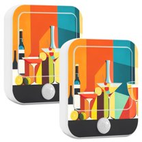 Yayeee 2-Pack Plug in LED Night Lights with Light Sensors Motion Detectors, Colorful Cocktails