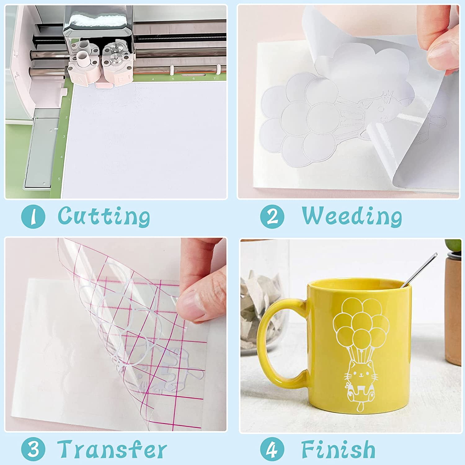 Matte White Permanent Vinyl, 30 Pack 12” x 12” for Cricut & Silhouette Cameo Cutters, Crafts, Signs, Scrapbooking, Waterproof, Indoor-Outdoor Use