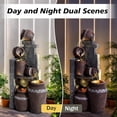 thumbnail image 6 of Magic Union 31.5" Tall Outdoor Water Fountain Garden Waterfalls Fountain with LED Lights 6 Tier Modern Indoor/Outdoor Floor Standing Water Fountain with Pump for Garden, Patio, House Decor,Gray, 6 of 8
