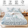 thumbnail image 5 of Full Size Fitted Sheet Set - Light Blue Teal Coastal 3 Piece Bedding Sets 16" Deep Pocket Fitted Sheet with 2 Pillowcases Summer Beach Coral Shell Ocean Brushed Microfiber Hotel Luxury Bed Sheets, 5 of 9