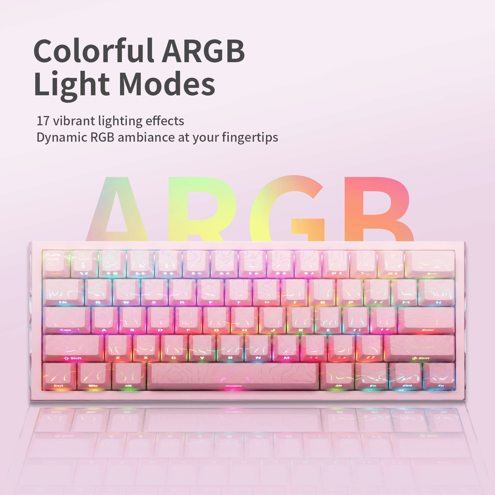 Magnetic Switch Gaming Keyboard, 61-Key 60% Layout, 6-Color Skeleton Hollow Case, RGB Backlit, Full N-Key Rollover, Hot-Swappable Adjustable Magnetic Switches, Backlit PBT Keycaps