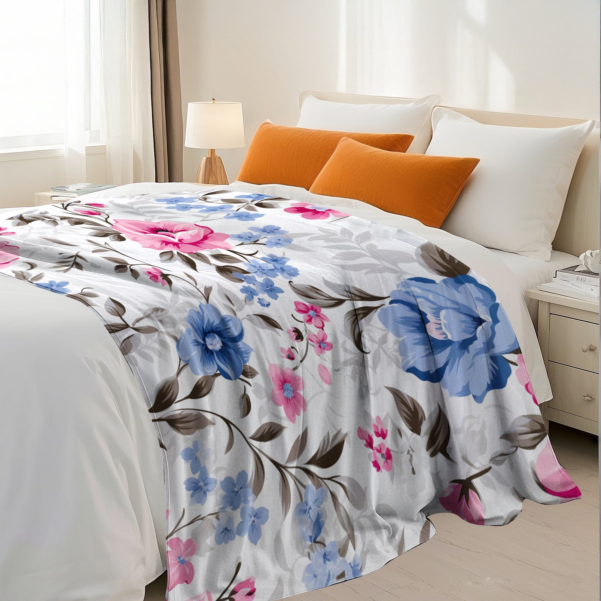 Flannel Fleece Throw Blanket, Soft Large Throw Blanket, Lightweight Cozy Plush Throw Blanket Fit Sofa Bed, 30"x40", Florals