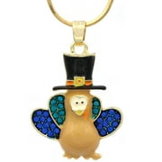 cocojewelry Maple Fall Leaves Turkey Pendant Necklace Thanksgiving Halloween Jewelry