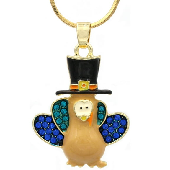 cocojewelry Maple Fall Leaves Turkey Pendant Necklace Thanksgiving Halloween Jewelry