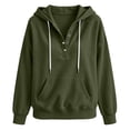 thumbnail image 6 of Turilly Women's Corduroy Henley Hoodie Half-Button Drawstring Pullover Sweatshirt with Kangaroo Pocket for Fall and Winter, 6 of 6