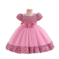 thumbnail image 4 of Vestido de niña, vestido de princesa, vestido infantil, manga corta, lentejuelas, falda abullonada, vestido infantil, 4 of 6